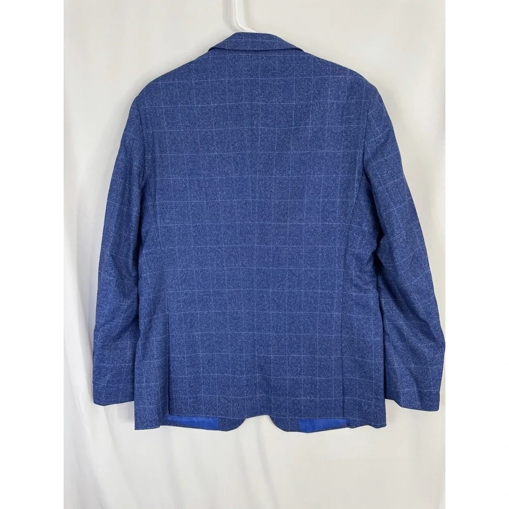 NWT Stacy Adams Blue Windowpane Sport Coat Blazer 40R Hybrid Exclusive MSRP $549